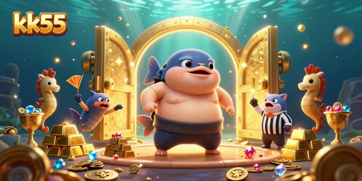 Spin big with kk55 in this vibrant underwater casino scene filled with treasures and fun!