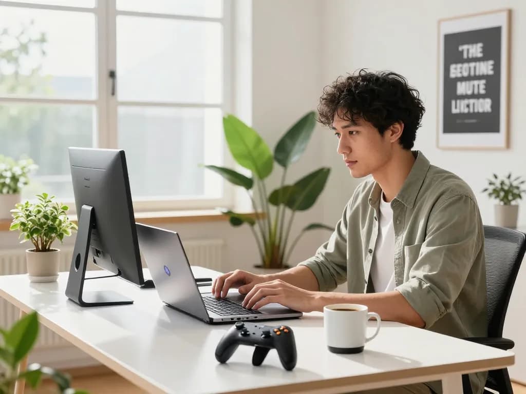 Exploring the best tech gadgets for men in a vibrant home office setting with innovative devices.