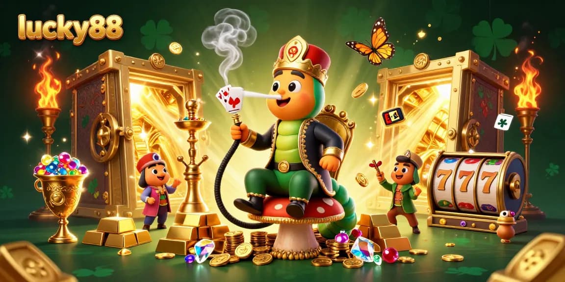 Experience thrilling gameplay at lucky88 with an opulent scene of winning slots and treasures.