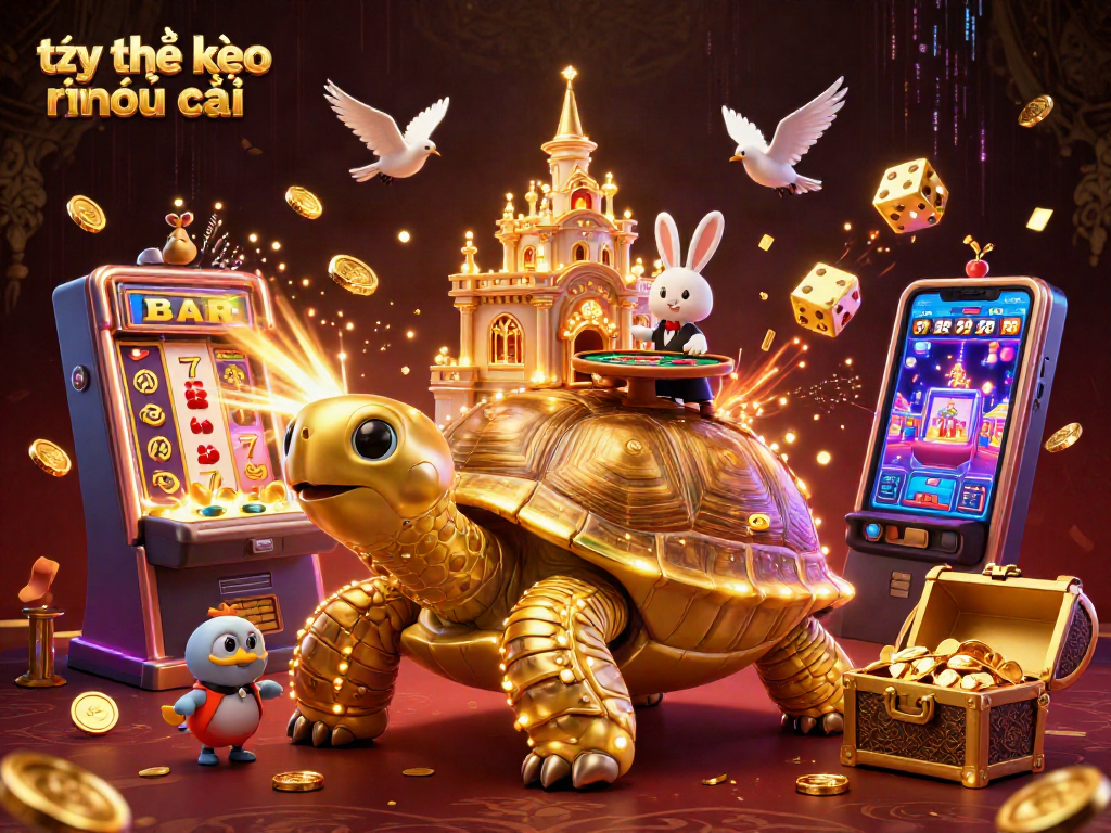 Tỷ lệ kèo nhà cái visualizing exciting casino gaming with vibrant characters and dynamic elements.