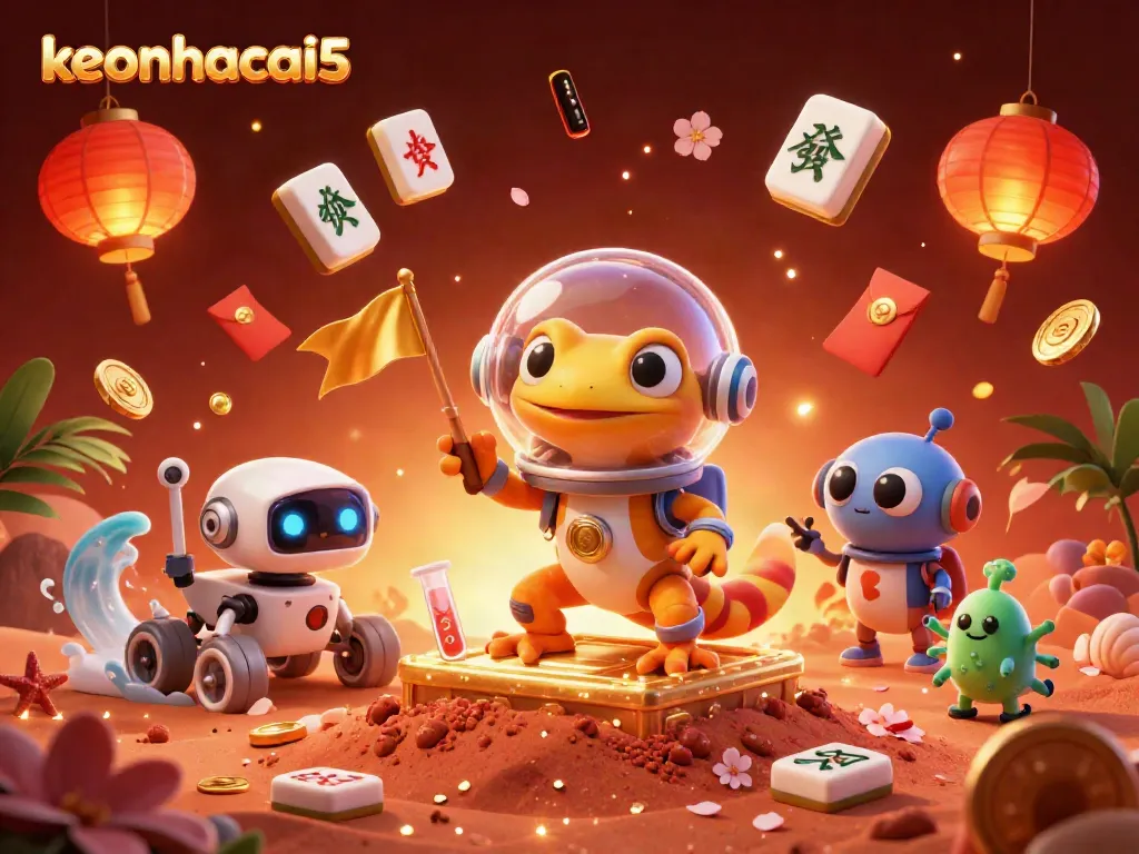 Experience the thrill of keonhacai5 as the Martian gecko uncovers a golden casino on Mars.