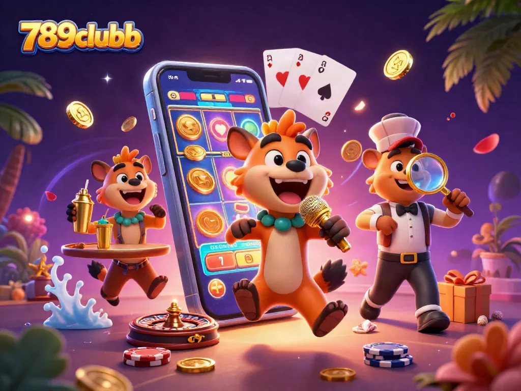 Experience 789clubb entertainment with hyenas bringing laughter in a vibrant casino scene.