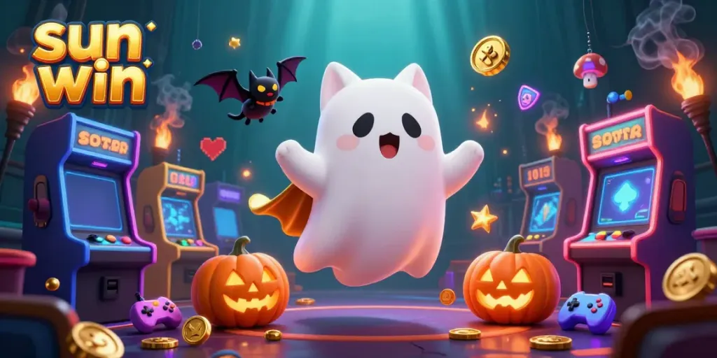 Engage in gaming thrills with the sun win ghost cat and friends in a haunted casino.