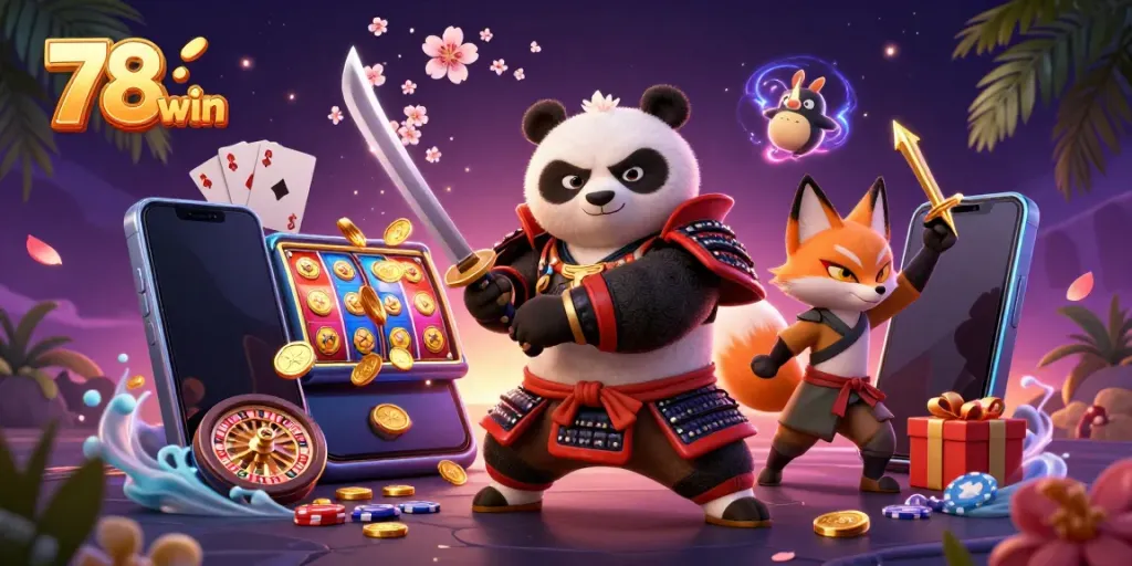 Engage with 78 win's vibrant casino world featuring dynamic characters and colorful gaming elements.