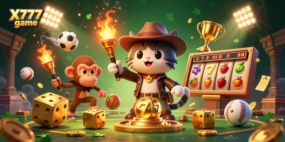 Experience the thrill of the X777 game in a vibrant 3D casino adventure showcasing unique characters and dynamic elements.