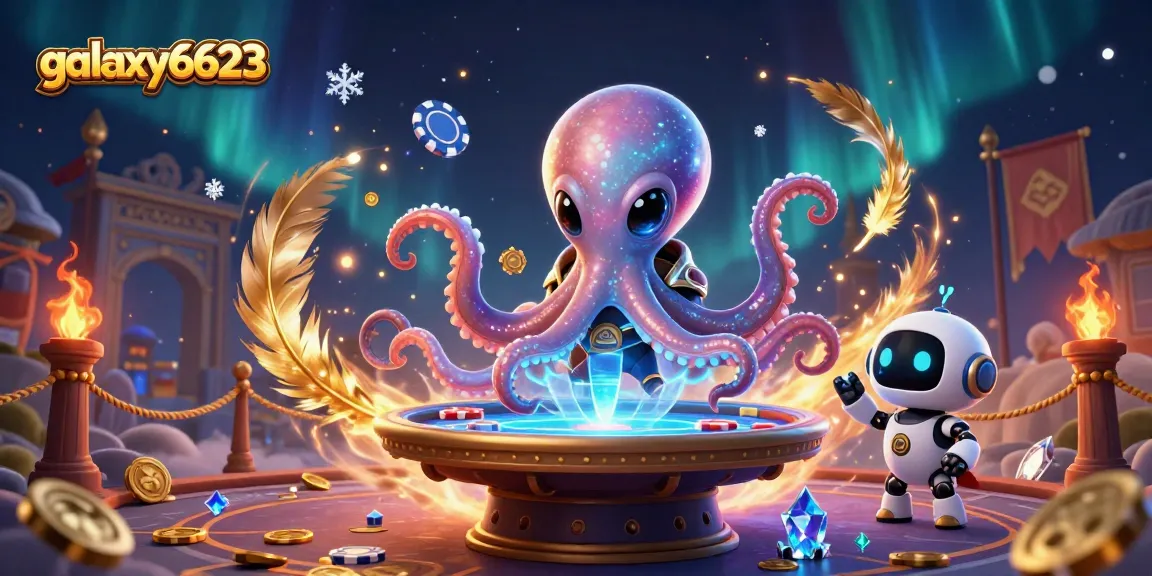 galaxy6623 octopus dealing at a poker table, showcasing mobile gaming excitement