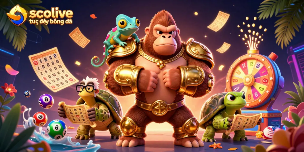 Socolive trực tiếp bóng đá brings excitement as a gorilla king shows power amidst colorful lottery dynamics.