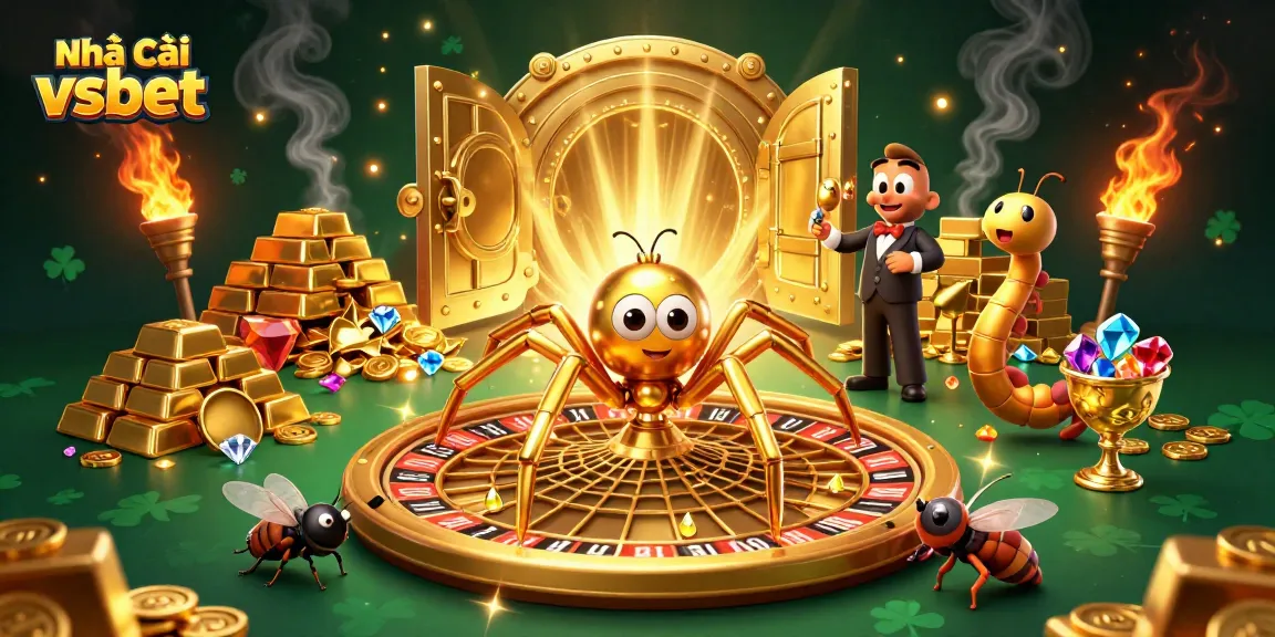 Place bets wisely at Nhà cái vsbet with an illustrated vibrant casino scene.