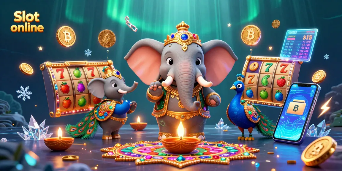 Menangkan jackpot di Slot online dengan gambar slot yang diisi elemen berwarna dan karakter kartun.