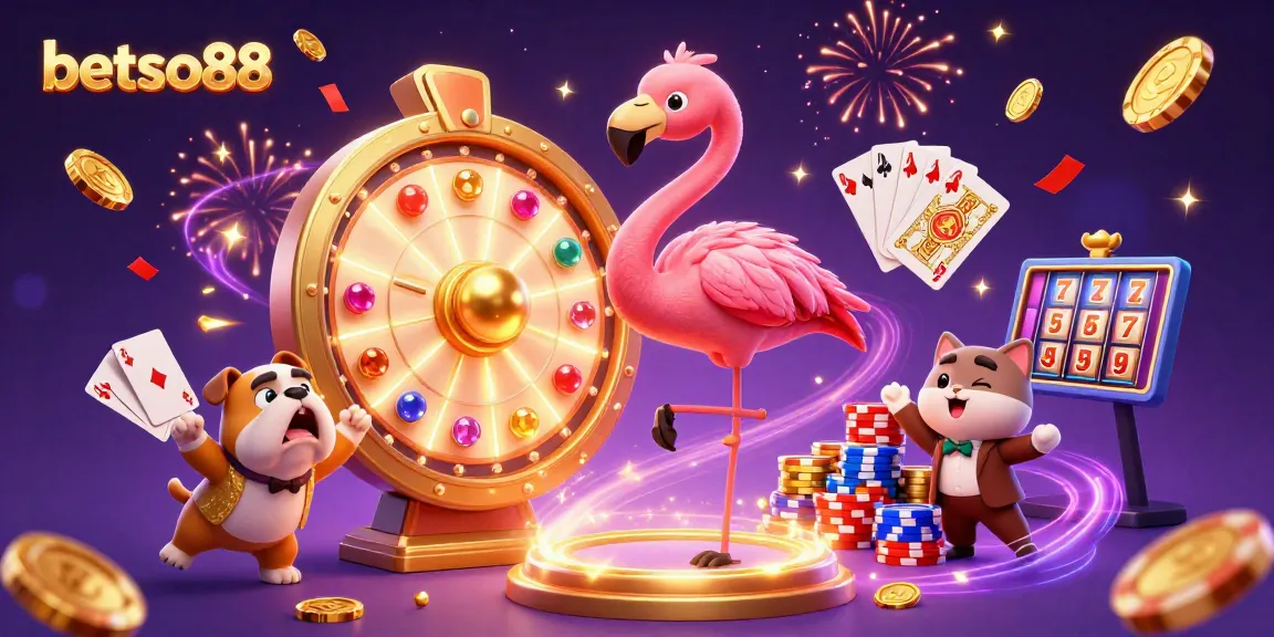 Experience thrilling bets with betso88, featuring a vibrant game show scene sprinkled with excitement.