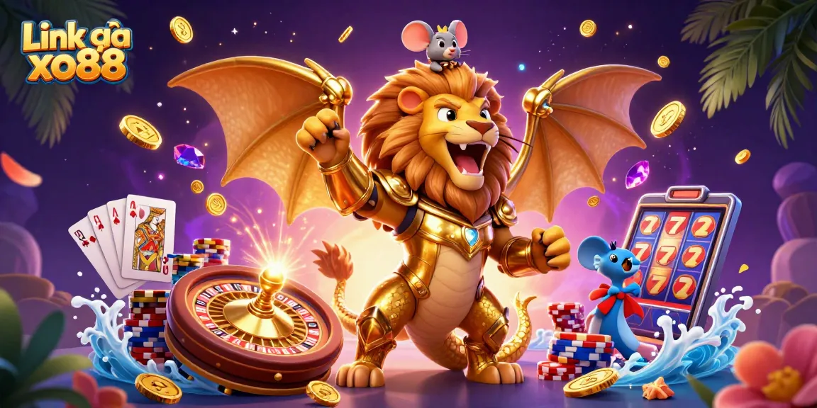 Experience the thrill of Link vào xo88 with a vibrant roaring chimera and exciting casino elements.