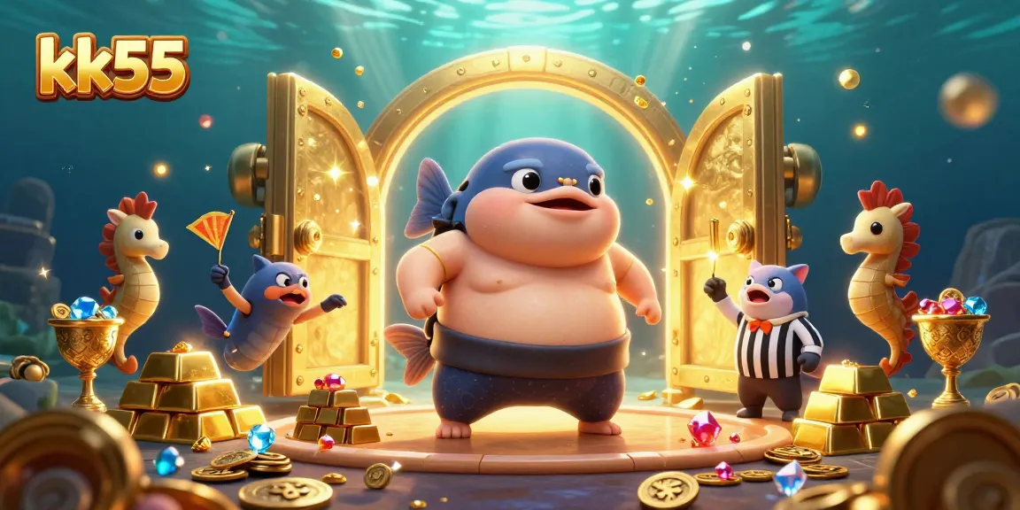 Spin big with kk55 in this vibrant underwater casino scene filled with treasures and fun!